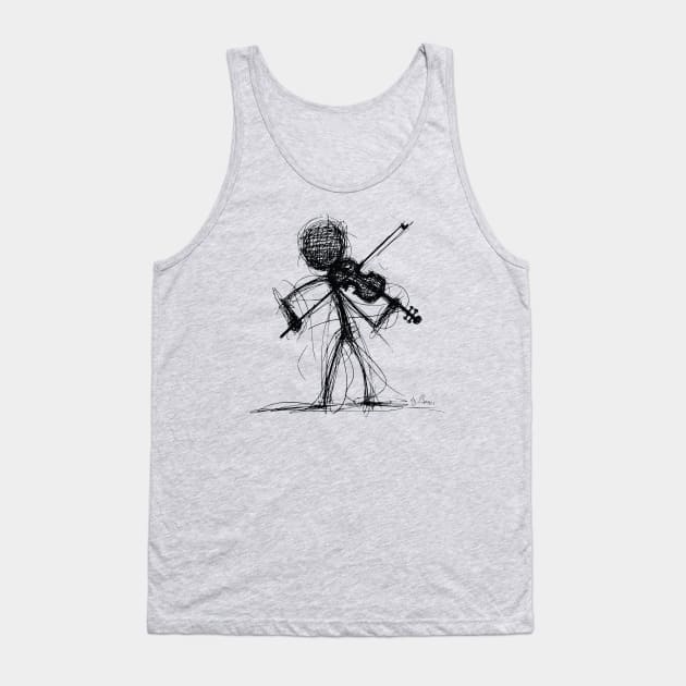 Stickman Playing Violin Tank Top by byBenci